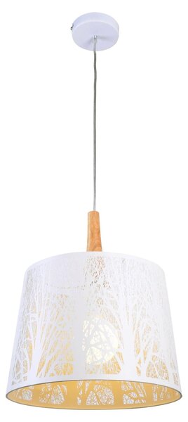 Lampada pendente Modern in Metallo e Legno Lantern Bianco