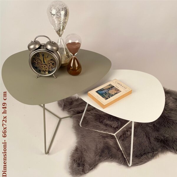 Tavolino da salotto forma ovoidale BIG STONE design moderno dimensioni 66x72x 49 h cm - peso 7,8 kg Stile moderno colore Tortora Pastello
