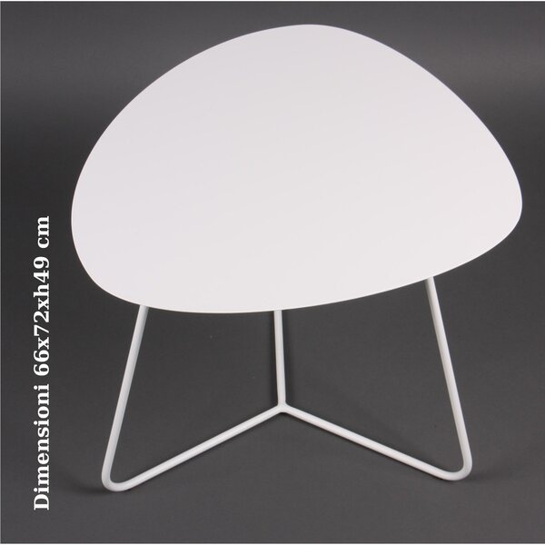 Tavolino da salotto forma ovoidale BIG STONE design moderno dimensioni 66x72x 49 h cm - peso 7,8 kg Stile moderno colore Bianco Pastello