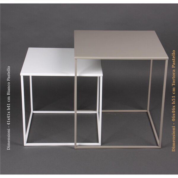 Tavolino da salotto CUBO design moderno dimensioni 41x41x h 41 cm - peso 3,8 kg Stile moderno colore Tortora Pastello