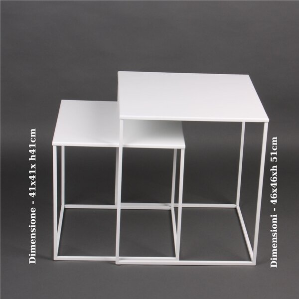 Tavolino da salotto CUBO design moderno dimensioni 41x41x h 41 cm - peso 3,8 kg Stile moderno colore Bianco Pastello