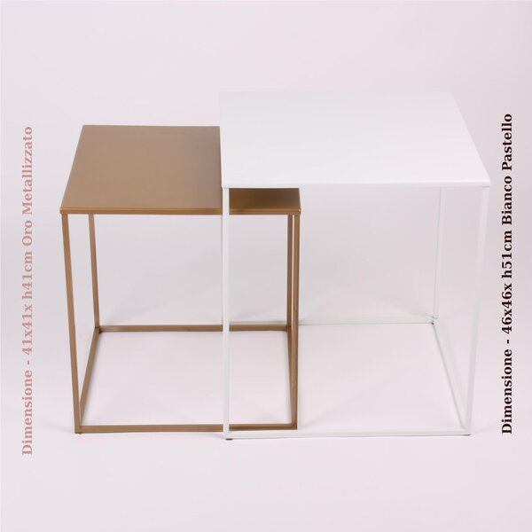 Tavolino da salotto CUBO design moderno dimensioni 41x41x h 41 cm - peso 3,8 kg Stile moderno colore Oro Metallizzato