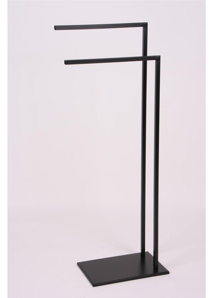 Porta asciugamani in ferro battuto Design Minimal 2 braccia dimensioni 37,5x20,5x86 h cm - peso 3 kg Stile Minimal Linea bagno Nero Pastello Opaco