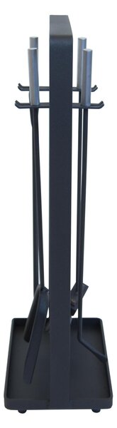 Gruppo per camino Set di accessori camino in Ferro Battuto MONZA 31x20,5Xh 69 cm - 8 kg colore Nero patinato argento lavorazione artigianale in stile classico made In Italy 100x100