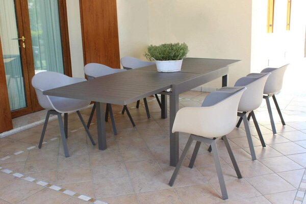 Tavolo Allungabile Hawaii 135/270x90x75 h cm in Alluminio Taupe