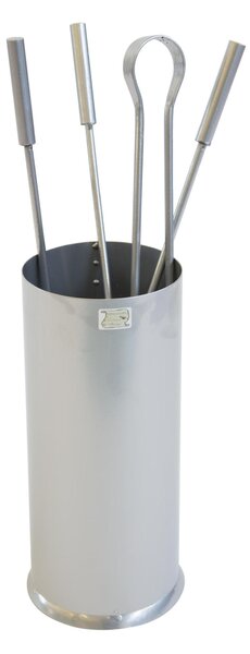 Set di accessori camino in Cilindro Ferro Battuto STYLE CHROME 16,5 xH 58 cm - 4,5kg colore argento lavorazione artigianale in stile classico made In Italy 100x100