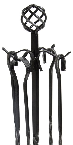 Gruppo per camino Set di accessori camino in Ferro Battuto FLORENCE 23xh 80 cm - 6 kg colore Nero patinato argento lavorazione artigianale in stile classico made In Italy 100x100