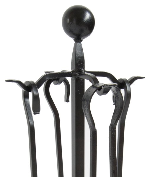 Gruppo per camino Set di accessori camino in Ferro Battuto VISCONTI 24xh 57 cm - 5 kg colore Nero patinato argento lavorazione artigianale in stile classico made In Italy 100x100