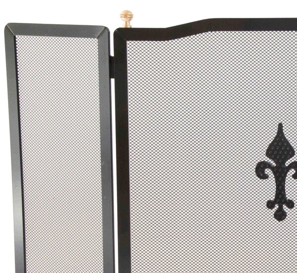 Parascintille in ferro Battuto tre pannelli ONDA Dimensioni 90 x 18 x 50 cm - Peso 6 lavorazione artigianale colore Nero