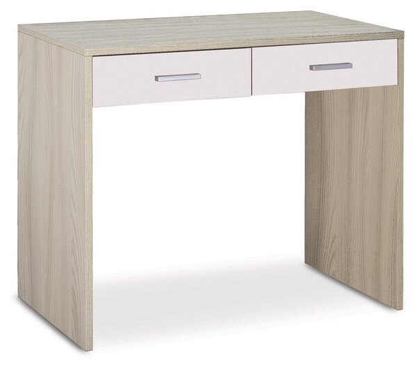 Scrivania da Ufficio 2 Cassetti 91x76x55 cm Olmo Chiaro/Bianco Fiammato