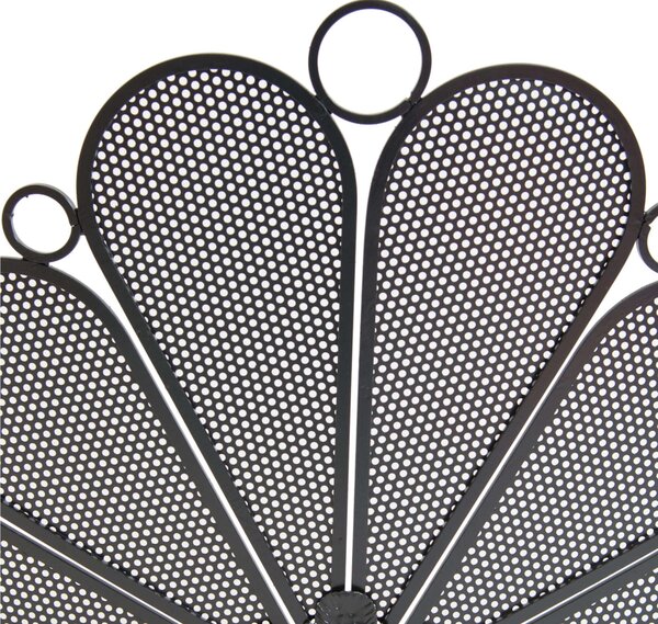 Parascintille in ferro Battuto a forma di Ruota del PAVONE Dimensioni 76x18x h 54 cm - Peso 3,90 lavorazione artigianale colore nero