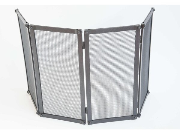 Parascintille in ferro Battuto quattro pannelli RIBATTINO Dimensioni 101 x 20 x 50 cm - Peso 8,6 lavorazione artigianale Antica colore Nero GRAFITE