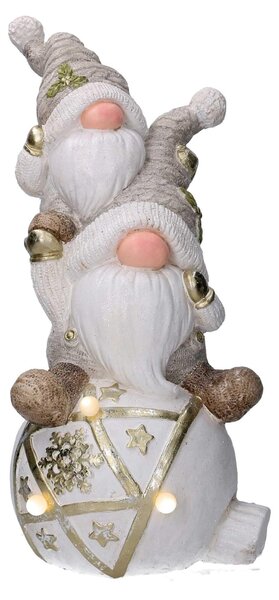 Gnomo resina su sfera grigio con led cm 24,7x23xh56