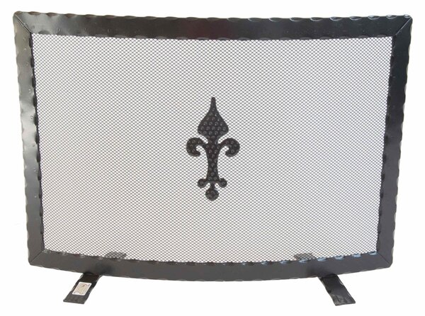 Parascintille CURVO in ferro Battuto Martellato Dimensioni 68.5 x19x h47 cm - Peso 2,8 lavorazione artigianale Antica con piedini colore Nero