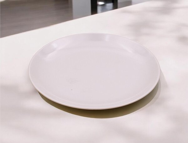 Piatto Piano in Melamina, set 6 pezzi Double Grande diametro 24,3x24,3xh 1,8 cm -205 senza bordi infrangibile lavabile in Lavastoviglie Colore bianco