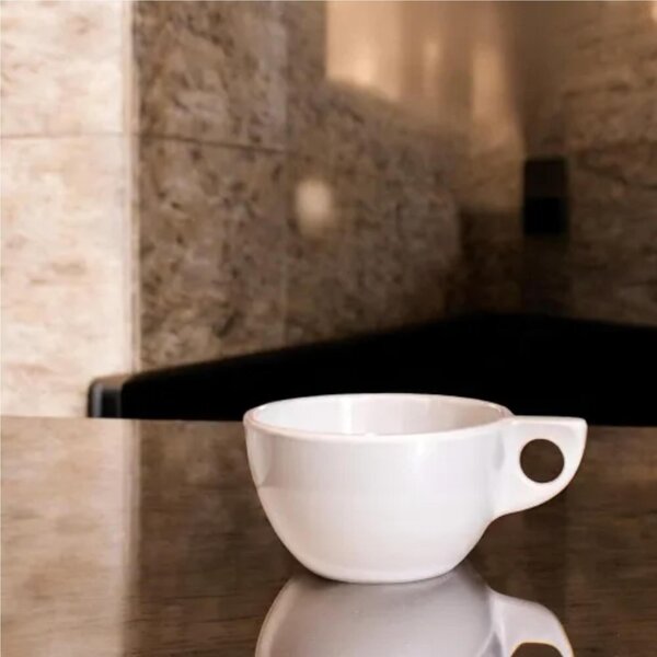 Tazza in Melamina da Caff� manico, SET 4 PEZZI leggera e robusta Diametro 7,5x9,5x h4.2 cm capacit� ml 100 Colore Bianco