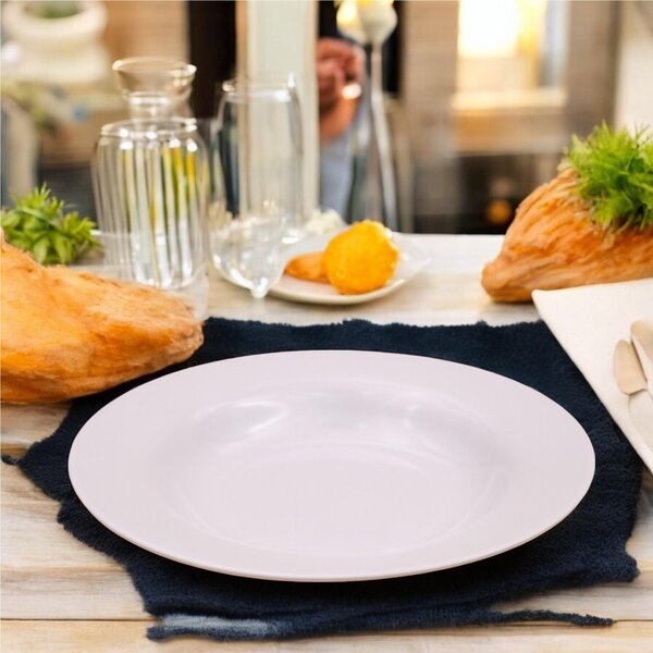 Piatto fondo Fondo in Melamina set 6 pezzi, SATURNIA diametro 23x23Xh 3,2 cm -165 Grammi prodotto infrangibile lavabile in Lavastoviglie Colore bianco