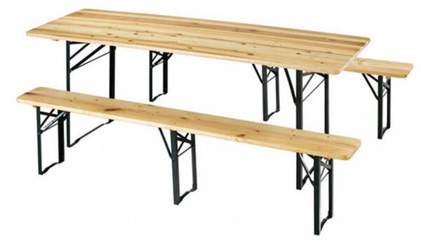 Set Birreria da Giardino Pieghevole in Legno Marrone