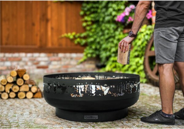 Braciere da Giardino FOREST in Acciaio Naturale - Diametro 80 cm, Altezza 33 cm, Spessore 2 mm - Artigianale di Alta Qualit�, Prodotto in Europa