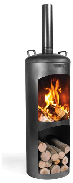 Stufa da Giardino costruito realizzata in una spessa lamiera di metallo FARO Diametro 40x h 108 cm - peso 18,5 kg tubo superiore altezza 50 cm colore nero