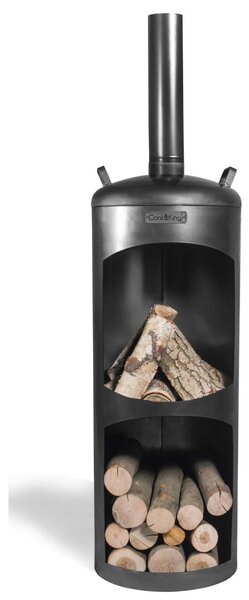 Stufa da Giardino costruito realizzata in una spessa lamiera di metallo FARO Diametro 40x h 108 cm - peso 18,5 kg tubo superiore altezza 50 cm colore nero