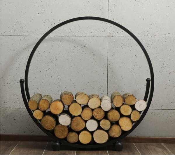 Portalegna Legnaia rotondo per Camino e Soggiorno SPIRAL Dimensioni 80xh 82 cm - peso 4 kg prodotto � realizzato in profili in acciaio verniciati a polvere