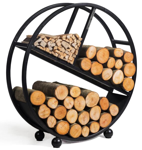 Portalegna Legnaia rotondo per Camino e Soggiorno DIEGO Dimensioni 80xh 82 cm - peso 6 kg prodotto � realizzato in profili in acciaio verniciati a polvere