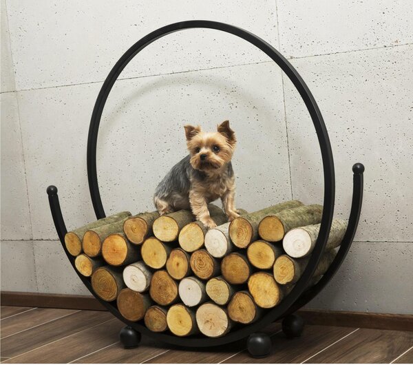 Portalegna Legnaia rotondo per Camino e Soggiorno SPIRAL Dimensioni 80xh 82 cm - peso 4 kg prodotto � realizzato in profili in acciaio verniciati a polvere