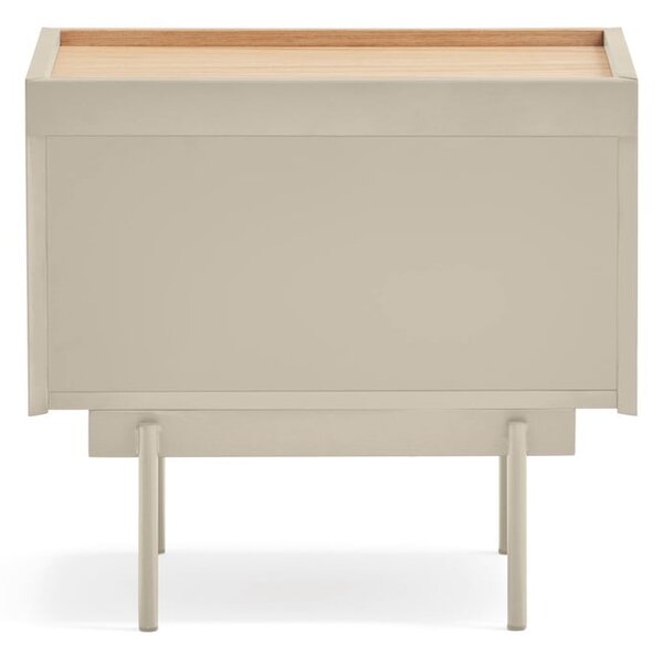Comodino beige/tonalità naturale con decoro in rovere Otto - Teulat