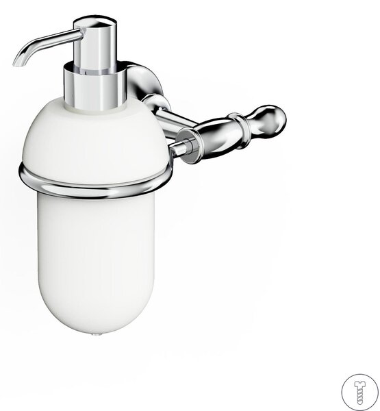 Dosatore sapone Liquido in Ottone Cromato Collezione 900 Dimensione 17,5,5x12,4xh 18,2 cm, bicchiere in ceramica in acciaio inox stile moderno cromo