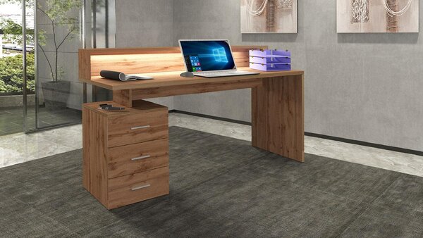 Scrivania 3 Cassetti e Ripiani a Giorno 160x60x90 cm New Selina Rovere Wotan