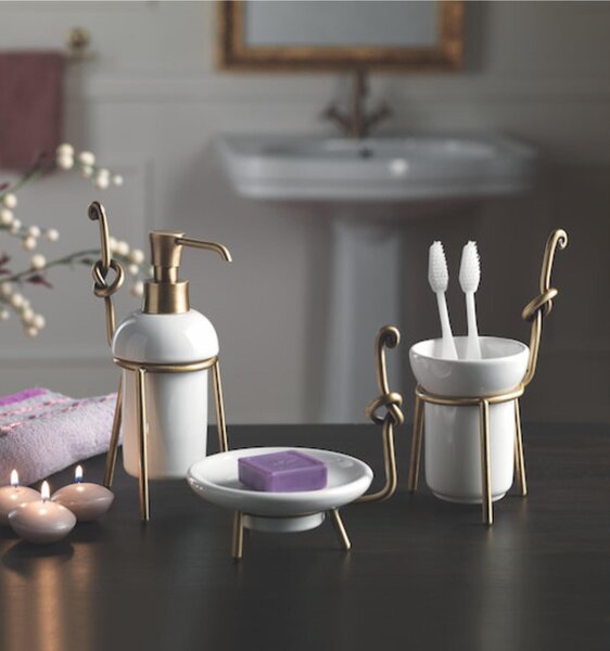 Portasapone Doppio da bagno sospeso in Ottone Collezione RETRO' Dimensione 22x14x h 11,5 cm finitura bronzo