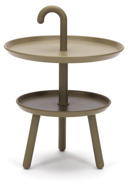 Tavolino da Giardino Ø41x55 cm 2 Ripiani in Polipropilene Verde