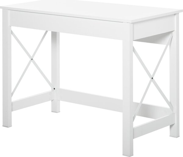 Scrivania porta PC dal Design Moderno e Minimal 105x50x76 cm in Legno e Acciaio Bianco