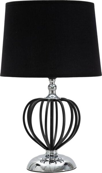 Lampada da Tavolo Darky Argento Ø28x44,5 cm in Ferro PVC e Tessuto Nero e Argento