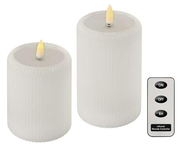 Set 2x candele LED, alimentazione 4xAA, con telecomando