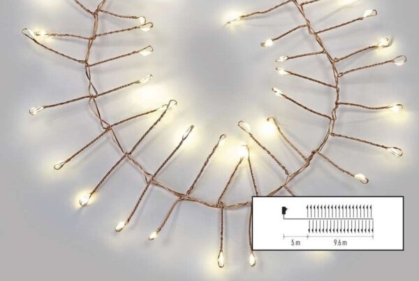 Catena luminosa LED da esterno 960 LED/8 funzioni 9,6 m IP44 bianco caldo