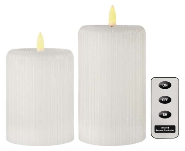 Set 2x candele LED, alimentazione 4xAA, con telecomando