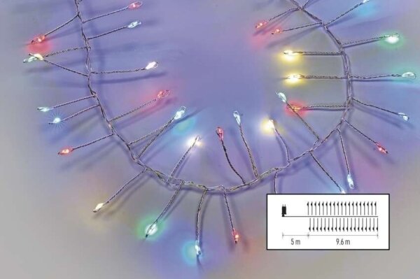 Catena luminosa LED da esterno 960xLED/8 funzioni 9,6m IP44 multicolore