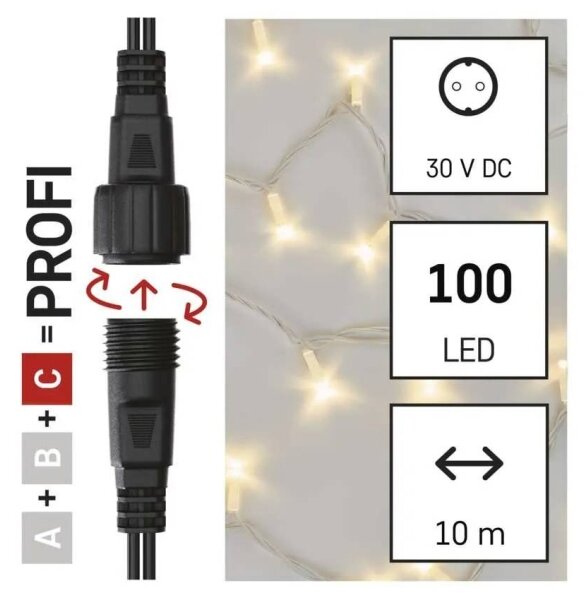 Catena luminosa LED per esterni 100 LED/10 m IP44, bianco caldo