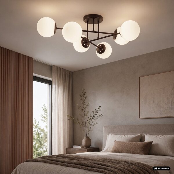 Lampadario a plafone MALENA 6xE14/5W/230V marrone/bianco