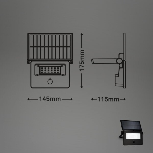 Brilo - Proiettore solare LED con sensore LED/5W/5,5V IP54 1200 mAh