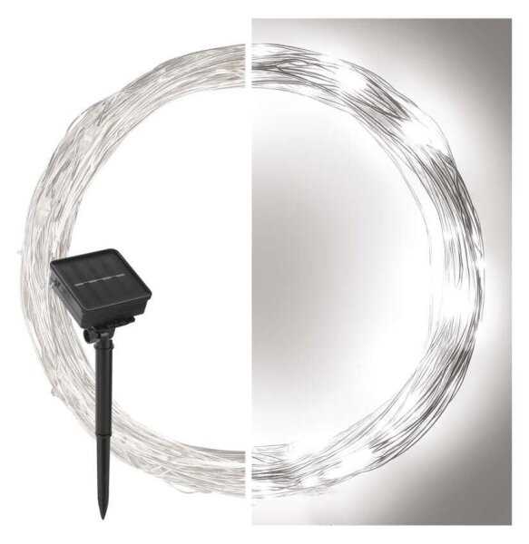 Catena luminosa solare 120xLED/2,4W/1,2V 12m IP44 600 mAh bianco freddo
