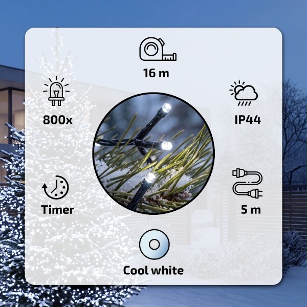BRILAGI - LED catena di luci natalizie per esterni 800 LED 21 m IP44 bianco freddo
