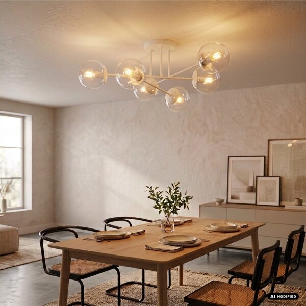Lampadario a plafone MALENA 6xE14/5W/230V bianco/trasparente