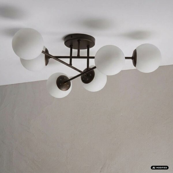 Lampadario a plafone MALENA 6xE14/5W/230V marrone/bianco