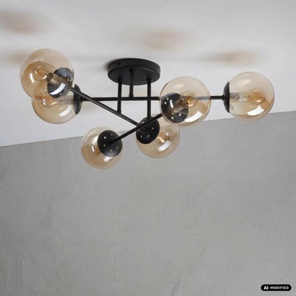 Lampadario da soffitto MALENA 6xE14/5W/230V marrone/beige fumé