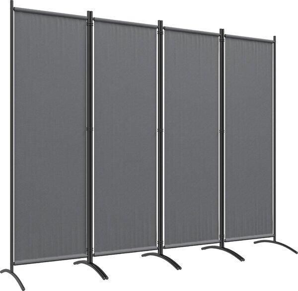Paravento da Esterno e Interno a 4 Pannelli Pieghevole 221x50x172 cm Grigio Scuro