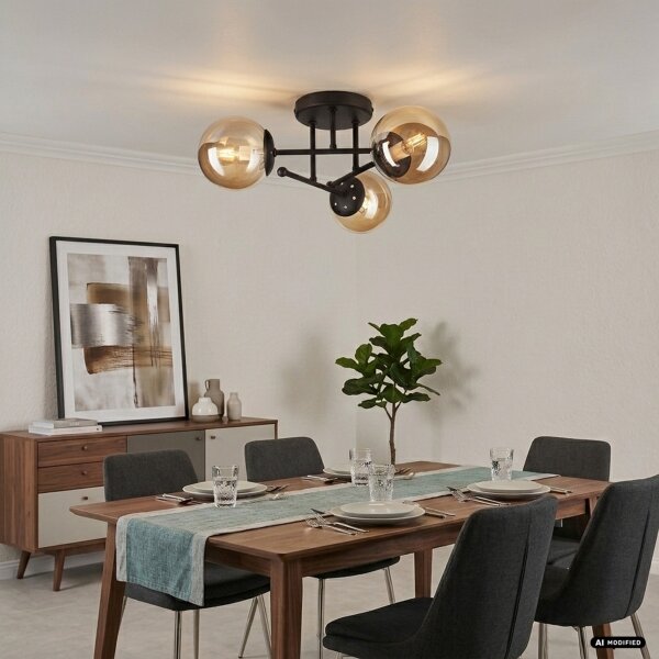 Lampadario a soffitto MALENA 3xE14/5W/230V marrone/beige fumé