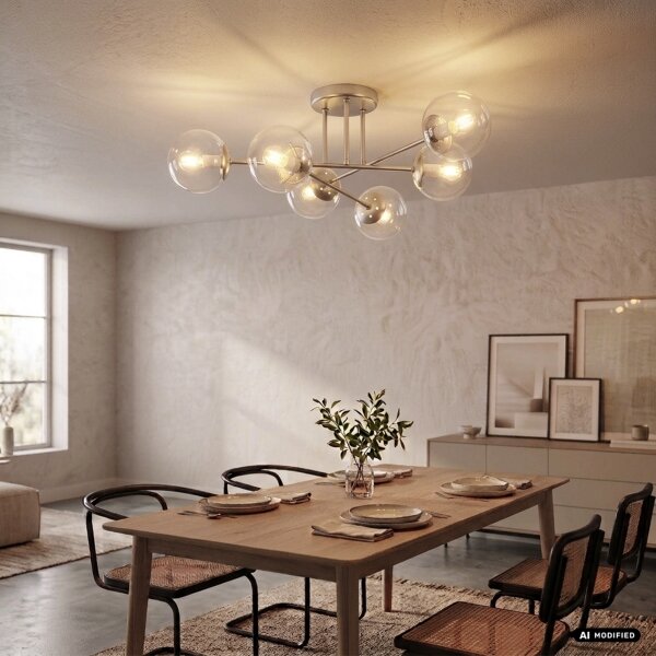 Lampadario a plafone MALENA 6xE14/5W/230V cromo opaco/trasparente